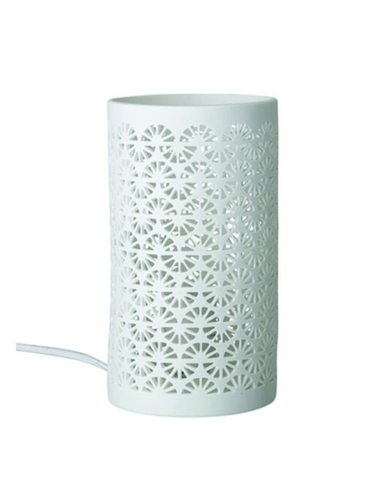 Bloomingville - Bordlampe i hvid porcelæn - 22 cm.