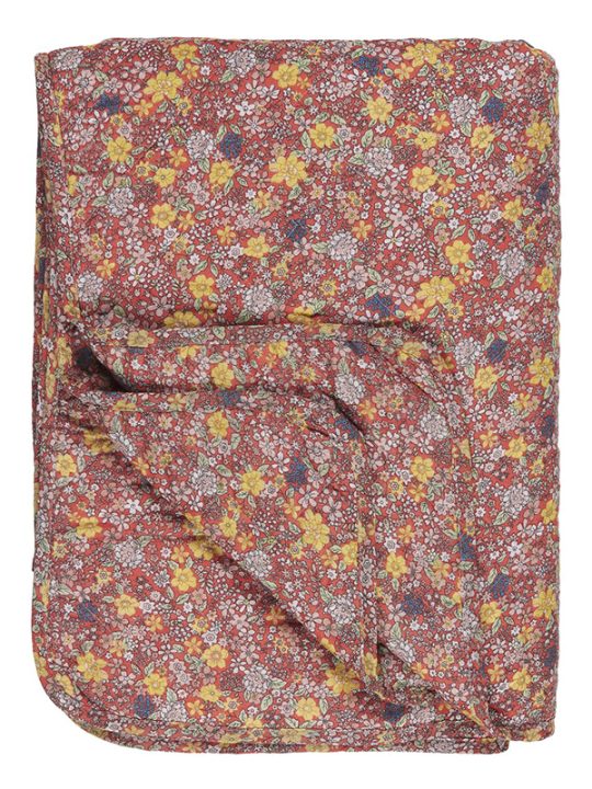 Ib Laursen - Quiltet plaid - Faded rose m/ blomster -130x180 cm