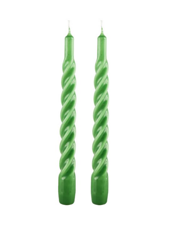 Kunstindustrien - Candles with a Twist - 21 cm - grøn - 2 stk.