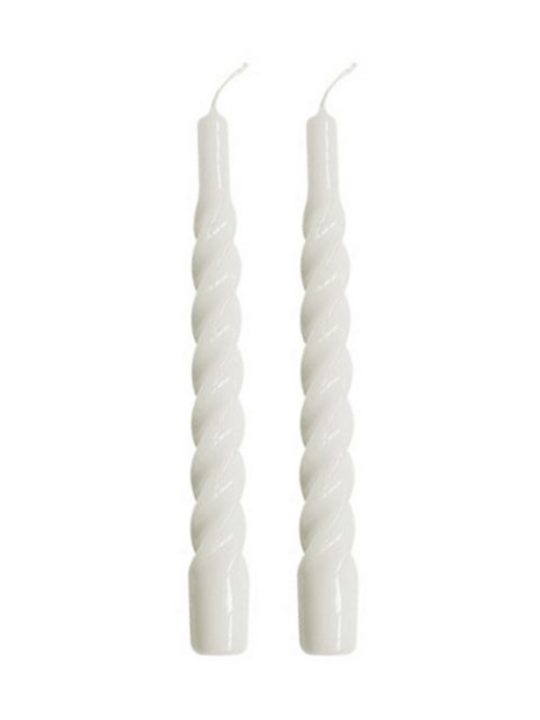 Kunstindustrien - Candles with a Twist - 21 cm - Hvid - 2 stk.